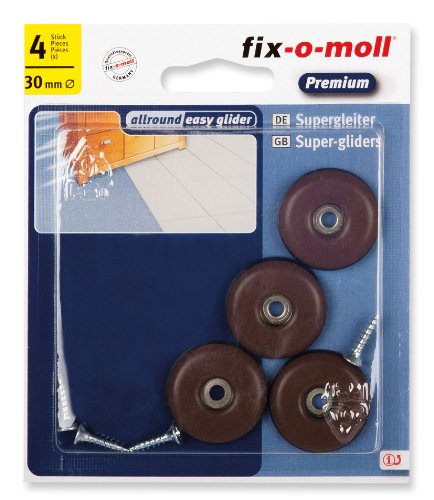 fix-o-moll Universal PTFE Gleiter mit Schraube 30 mm 4 Stück braun, 3566446 von Fix-O-Moll