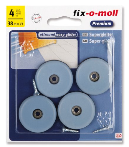 fix-o-moll Universal PTFE Gleiter mit Schraube 38 mm 4 Stueck grau, 3566127 von Fix-O-Moll