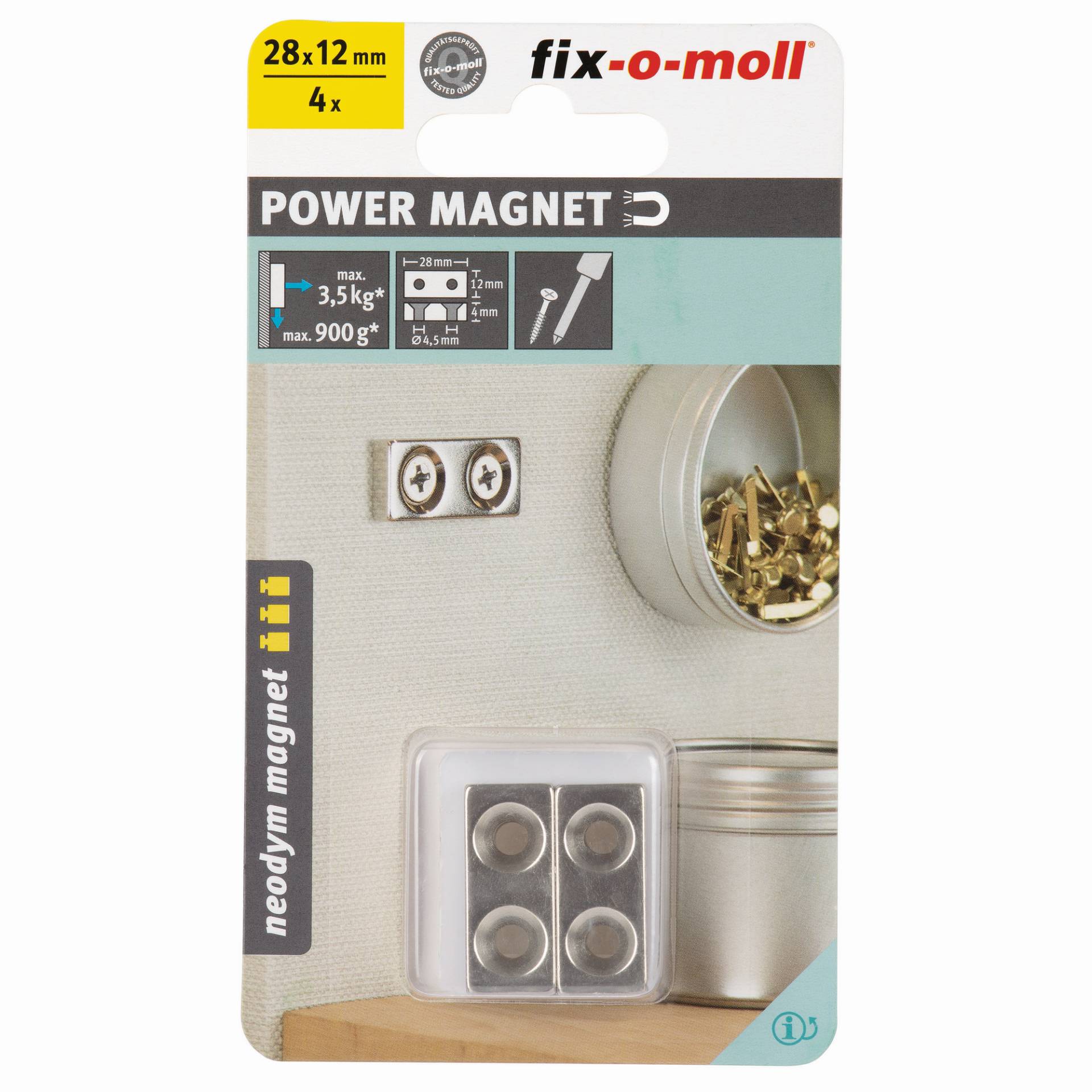 Fix-o-moll Magnet 'Neodym' silbern doppelte Senkbohrung 28 x 12 x 4 mm, 4 Stück Fix-o-moll Magnet 'Neodym' silbern doppelte Senkbohrung 28 x 12 x 4 mm, 4 Stück von Fix-o-moll