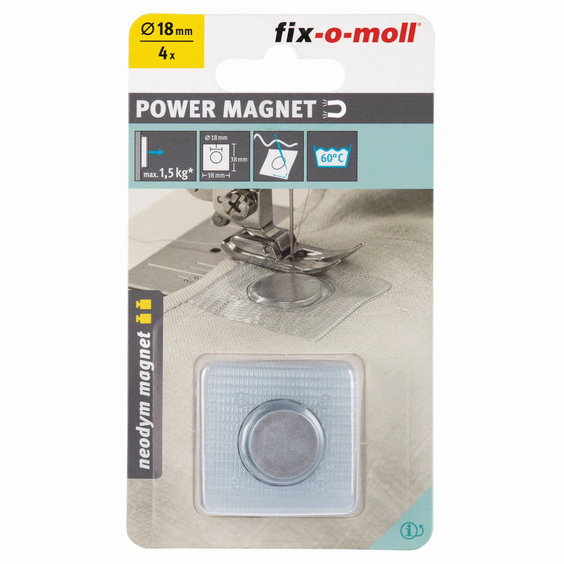 Fix-o-moll Magnet 'Neodym' silbern zum Einnähen Ø 18 mm, 4 Stück Fix-o-moll Magnet 'Neodym' silbern zum Einnähen Ø 18 mm, 4 Stück von Fix-o-moll
