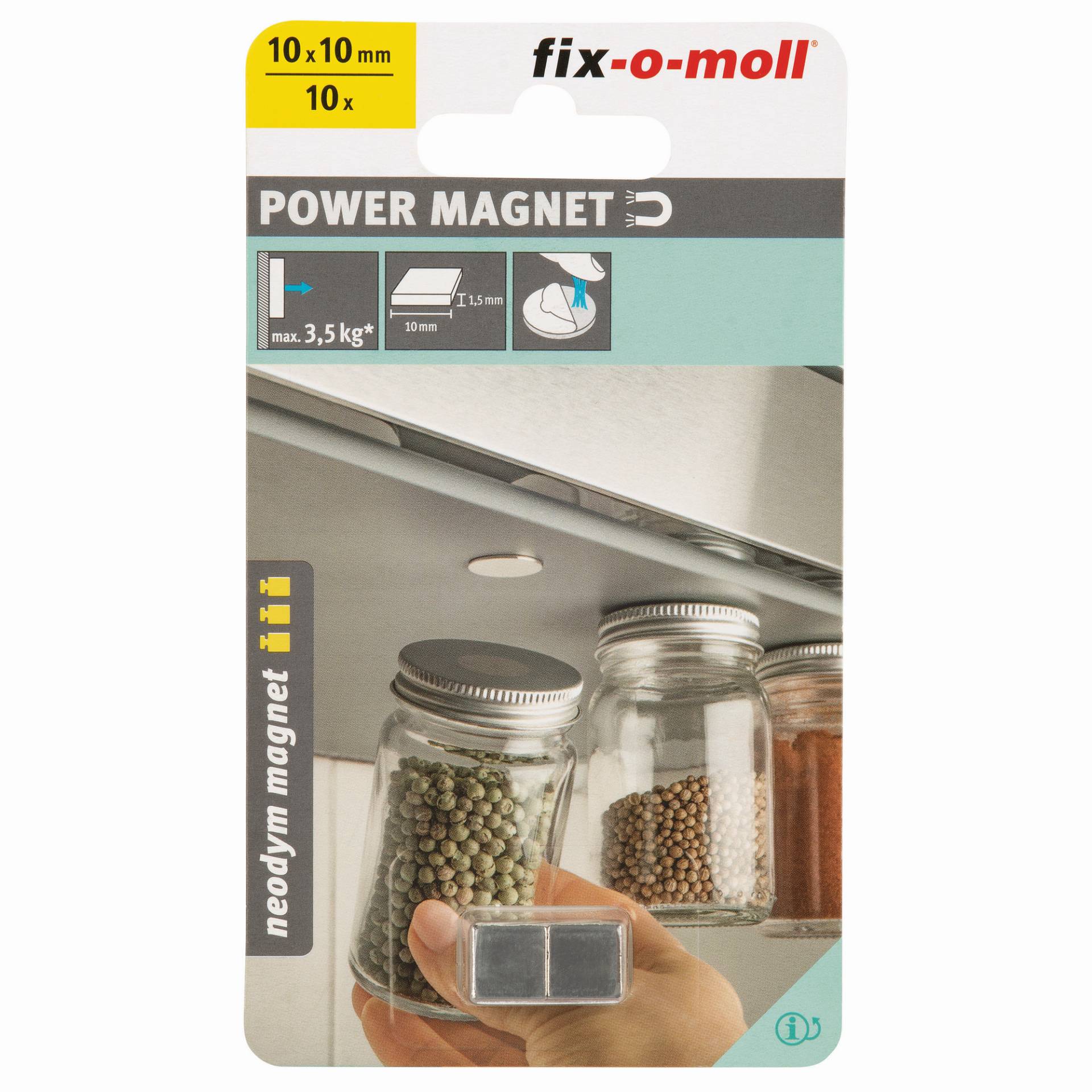 Fix-o-moll Magnetquader 'Neodym' silbern selbstklebend 10 x 10 x 1,5 mm, 10 Stück Fix-o-moll Magnetquader 'Neodym' silbern selbstklebend 10 x 10 x 1,5 mm, 10 Stück von Fix-o-moll