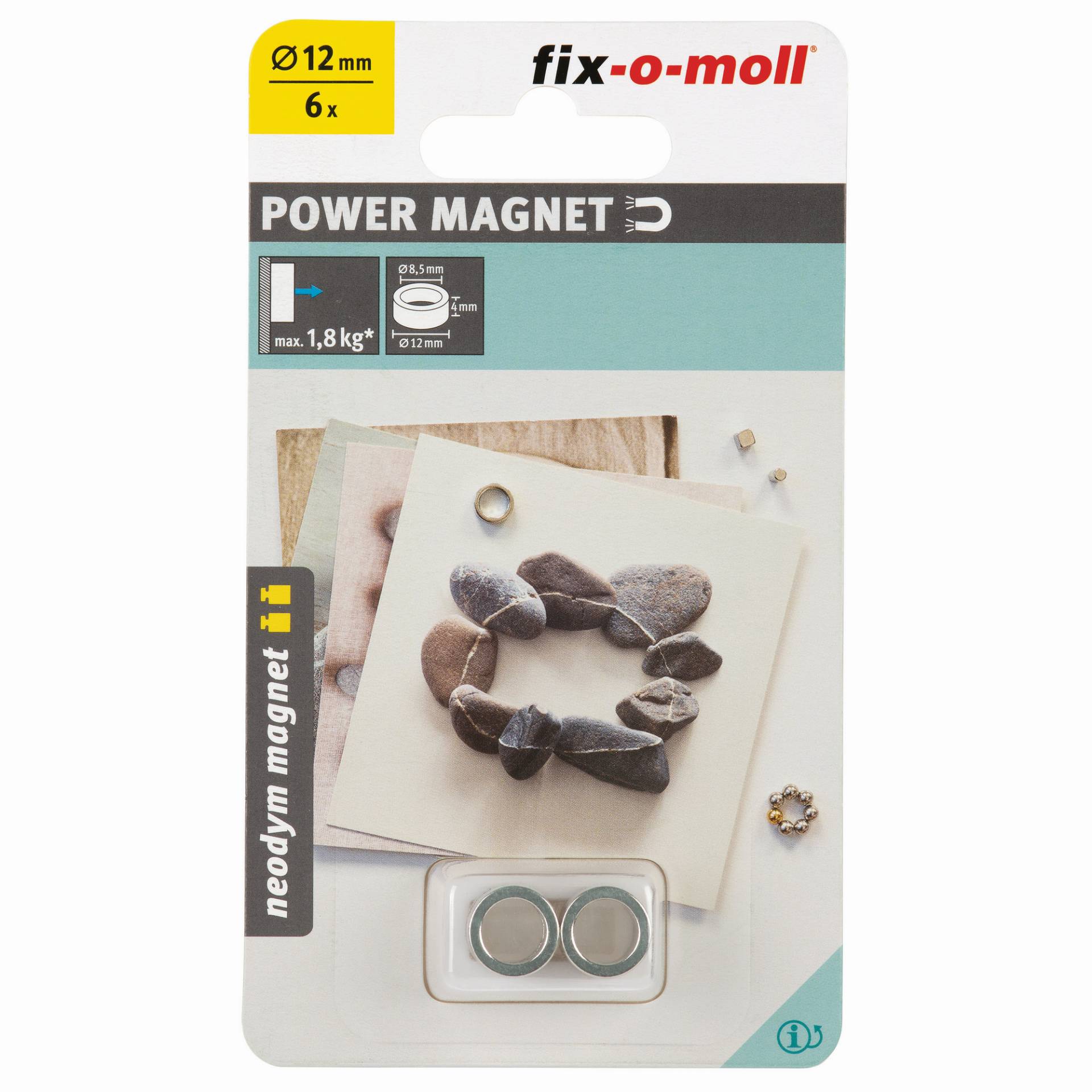 Fix-o-moll Magnetring 'Neodym' silbern Ø 12 x 4 mm, 6 Stück Fix-o-moll Magnetring 'Neodym' silbern Ø 12 x 4 mm, 6 Stück von Fix-o-moll