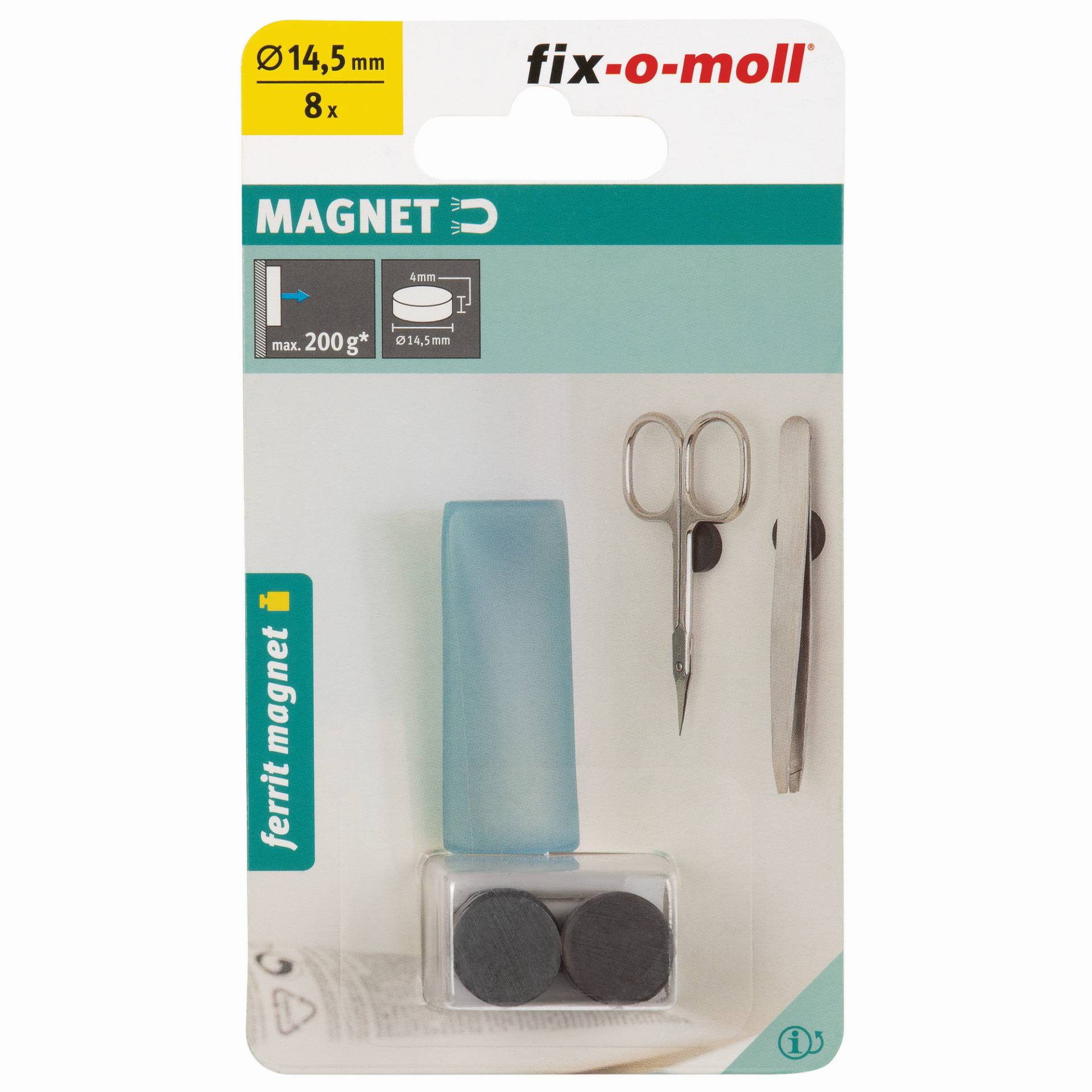 Fix-o-moll Magnetscheibe 'Ferrit' schwarz Ø 14,5 x 4 mm, 8 Stück Fix-o-moll Magnetscheibe 'Ferrit' schwarz Ø 14,5 x 4 mm, 8 Stück von Fix-o-moll
