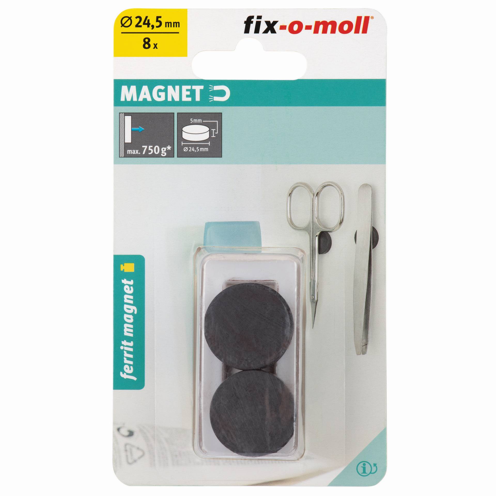 Fix-o-moll Magnetscheibe 'Ferrit' schwarz Ø 24,5 x 5 mm, 8 Stück Fix-o-moll Magnetscheibe 'Ferrit' schwarz Ø 24,5 x 5 mm, 8 Stück von Fix-o-moll