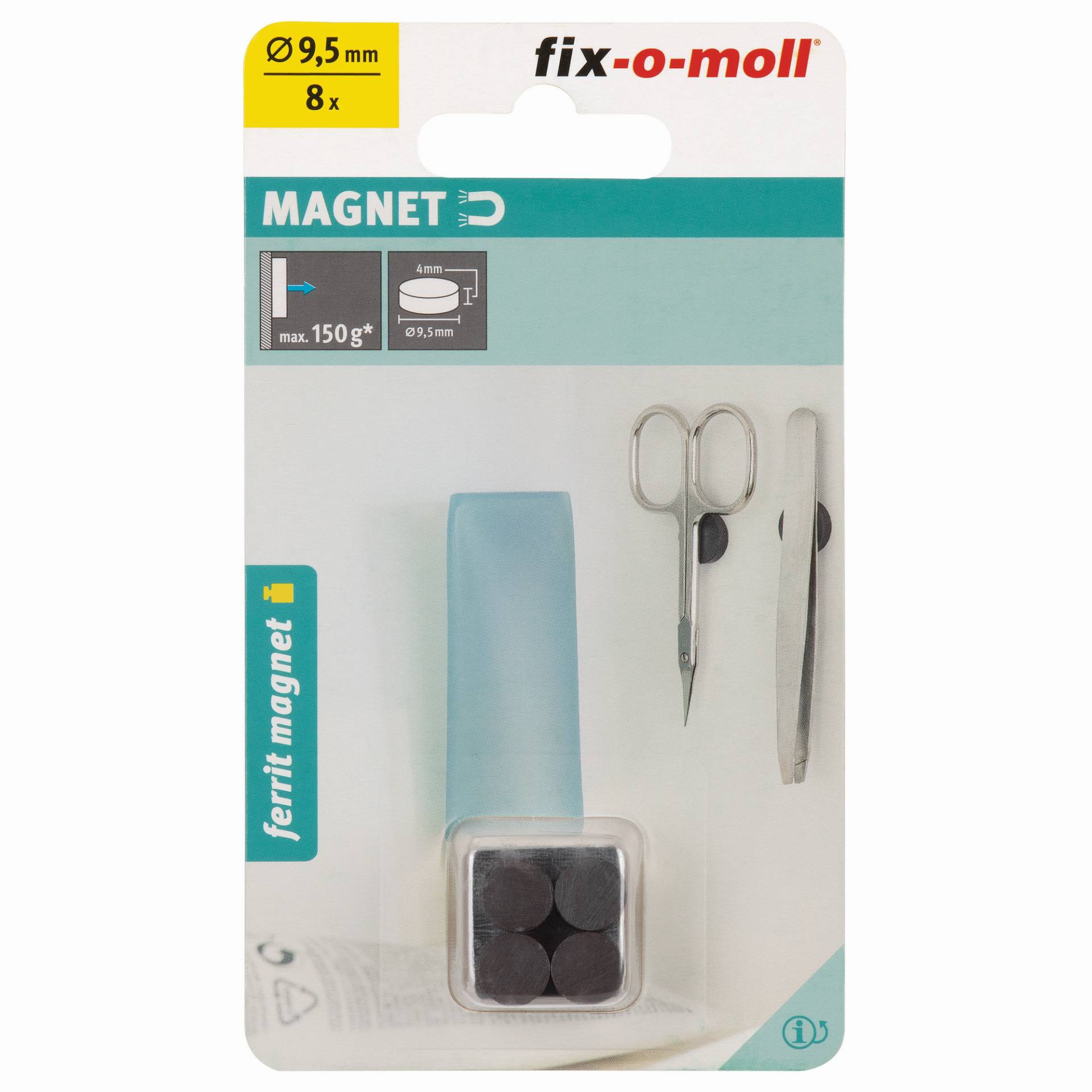 Fix-o-moll Magnetscheibe 'Ferrit' schwarz Ø 9,5 x 4 mm, 8 Stück Fix-o-moll Magnetscheibe 'Ferrit' schwarz Ø 9,5 x 4 mm, 8 Stück von Fix-o-moll