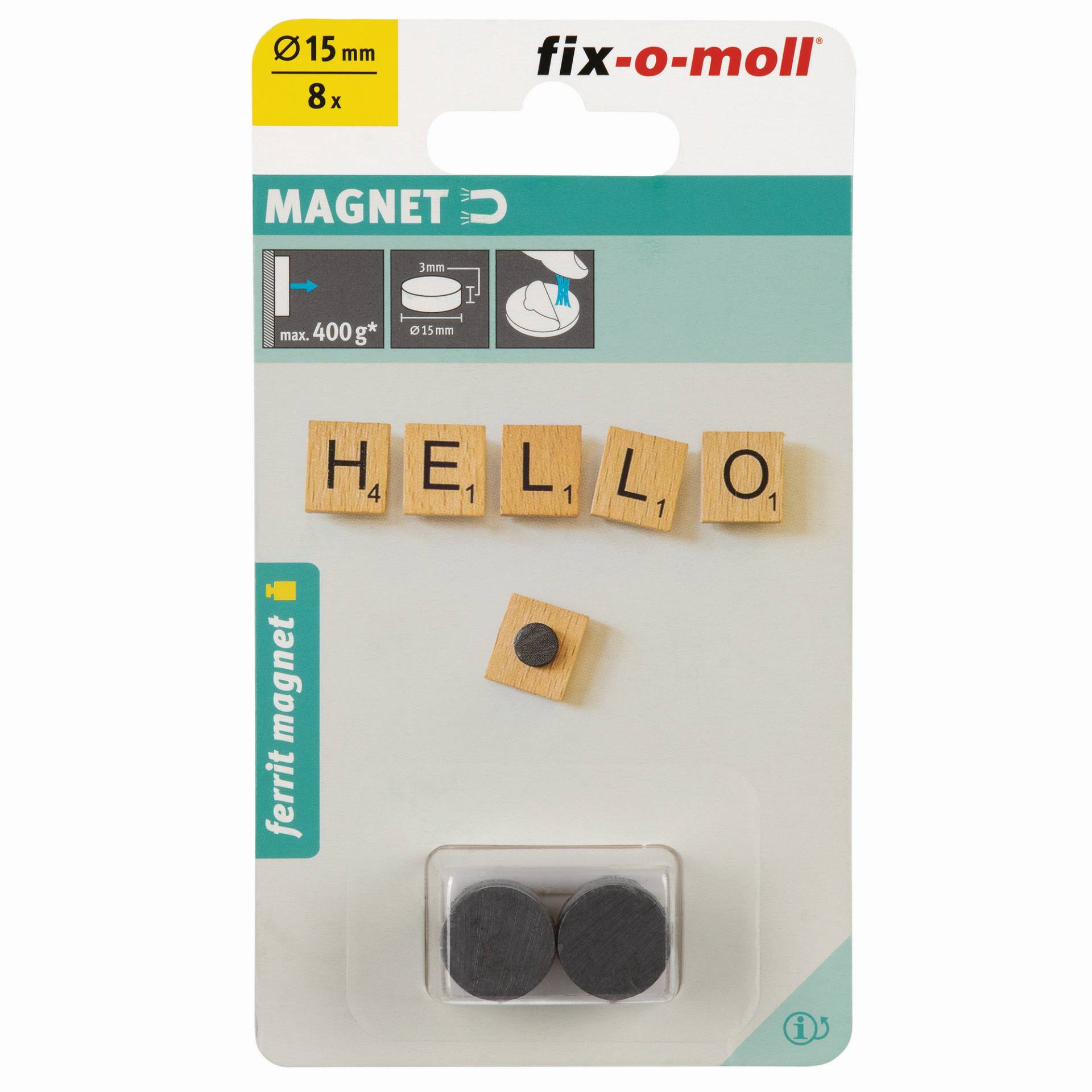 Fix-o-moll Magnetscheibe 'Ferrit' schwarz selbstklebend Ø 15 x 3 mm, 8 Stück Fix-o-moll Magnetscheibe 'Ferrit' schwarz selbstklebend Ø 15 x 3 mm, 8 Stück von Fix-o-moll