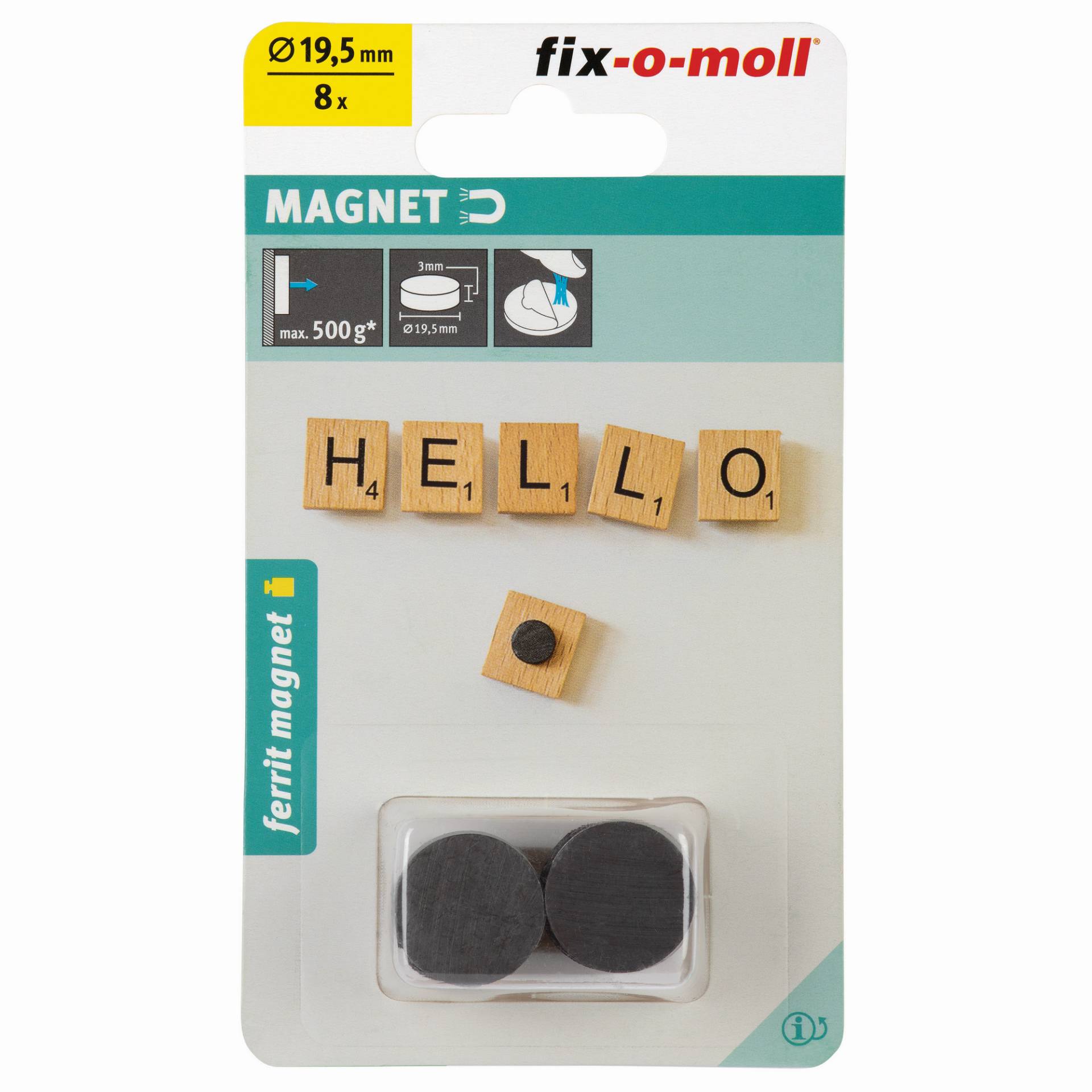 Fix-o-moll Magnetscheibe 'Ferrit' schwarz selbstklebend Ø 19,5 x 3 mm, 8 Stück Fix-o-moll Magnetscheibe 'Ferrit' schwarz selbstklebend Ø 19,5 x 3 mm, 8 Stück von Fix-o-moll