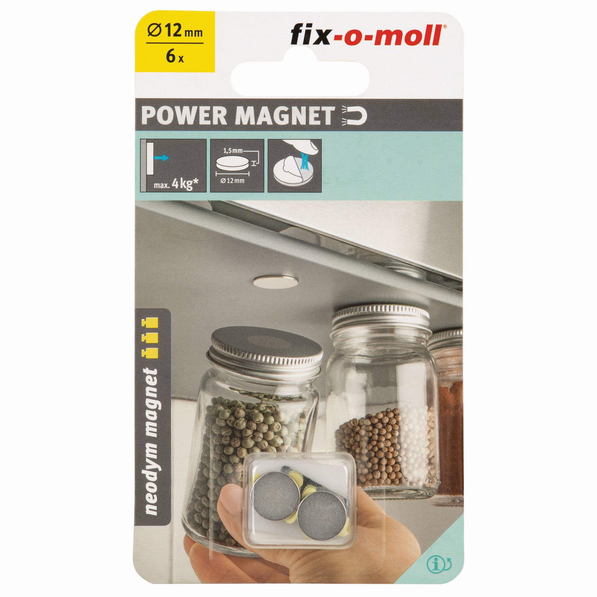 Fix-o-moll Magnetscheibe 'Neodym' silbern selbstklebend Ø 12 x 1,5 mm, 6 Stück Fix-o-moll Magnetscheibe 'Neodym' silbern selbstklebend Ø 12 x 1,5 mm, 6 Stück von Fix-o-moll