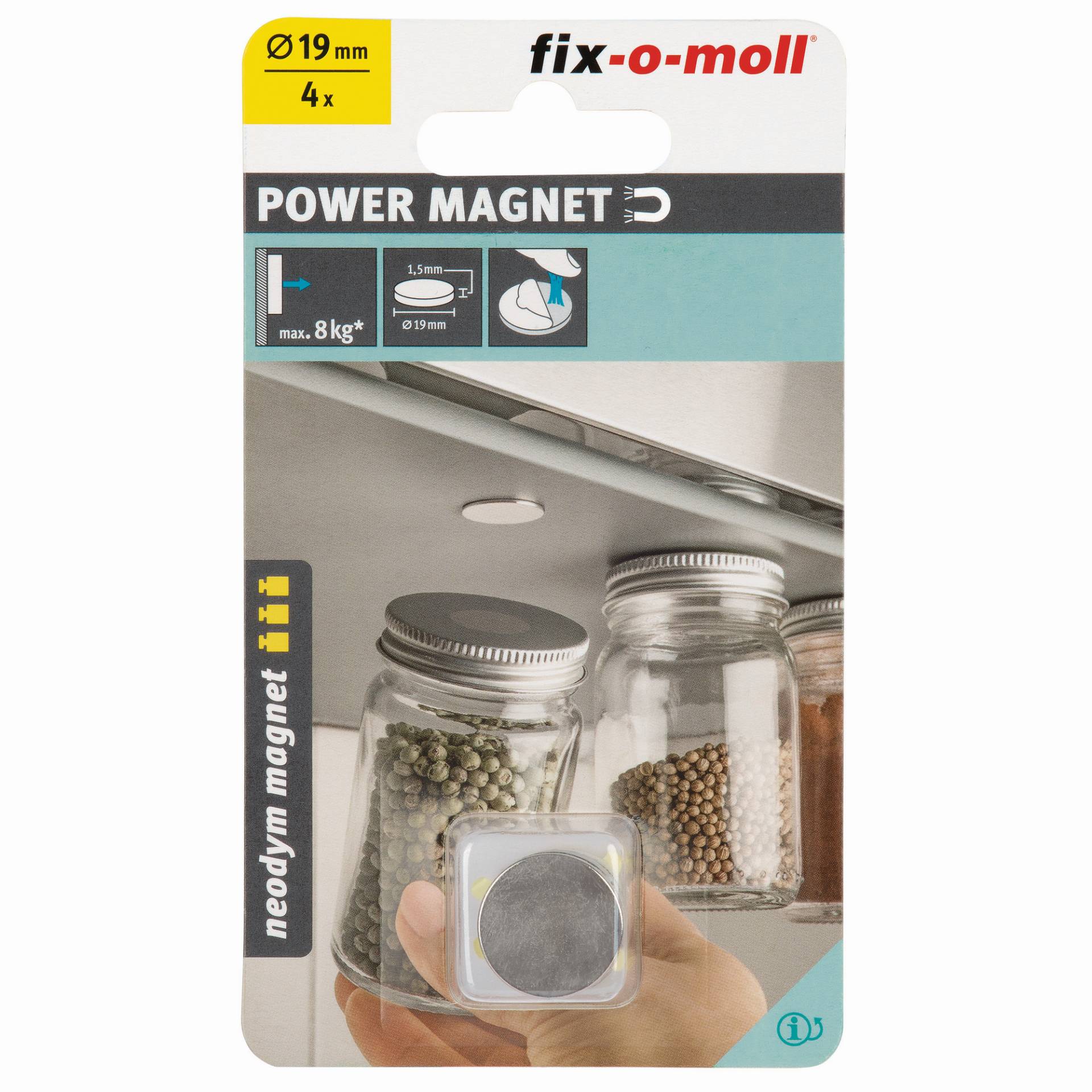 Fix-o-moll Magnetscheibe 'Neodym' silbern selbstklebend Ø 19 x 1,5 mm, 4 Stück Fix-o-moll Magnetscheibe 'Neodym' silbern selbstklebend Ø 19 x 1,5 mm, 4 Stück von Fix-o-moll
