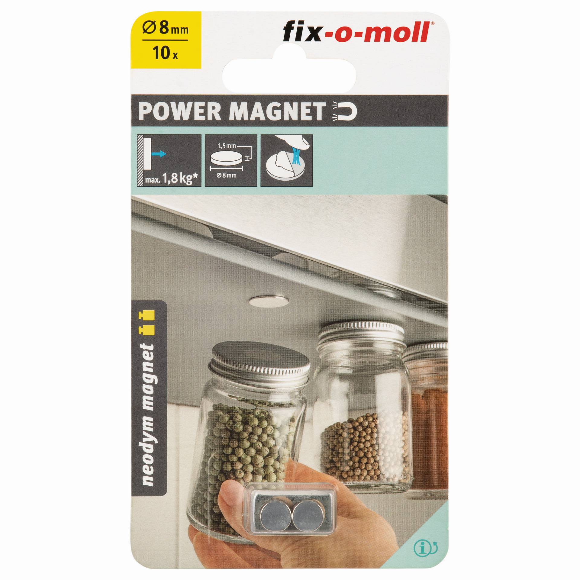 Fix-o-moll Magnetscheibe 'Neodym' silbern selbstklebend Ø 8 x 1,5 mm, 10 Stück Fix-o-moll Magnetscheibe 'Neodym' silbern selbstklebend Ø 8 x 1,5 mm, 10 Stück von Fix-o-moll