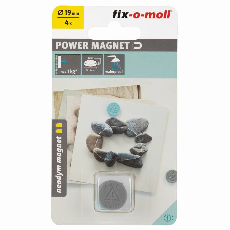 Fix-o-moll Magnetscheibe 'Neodym' türkis Silikonummantelung Ø 19 x 4 mm, 4 Stück von Fix-o-moll