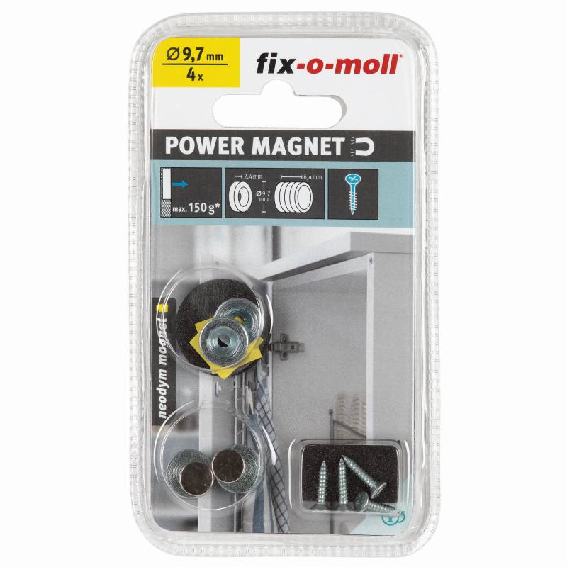 Fix-o-moll Magnetschnäpper 'Neodym' silbern Ø 12,7 x 6,4 mm, 4 Stück von Fix-o-moll
