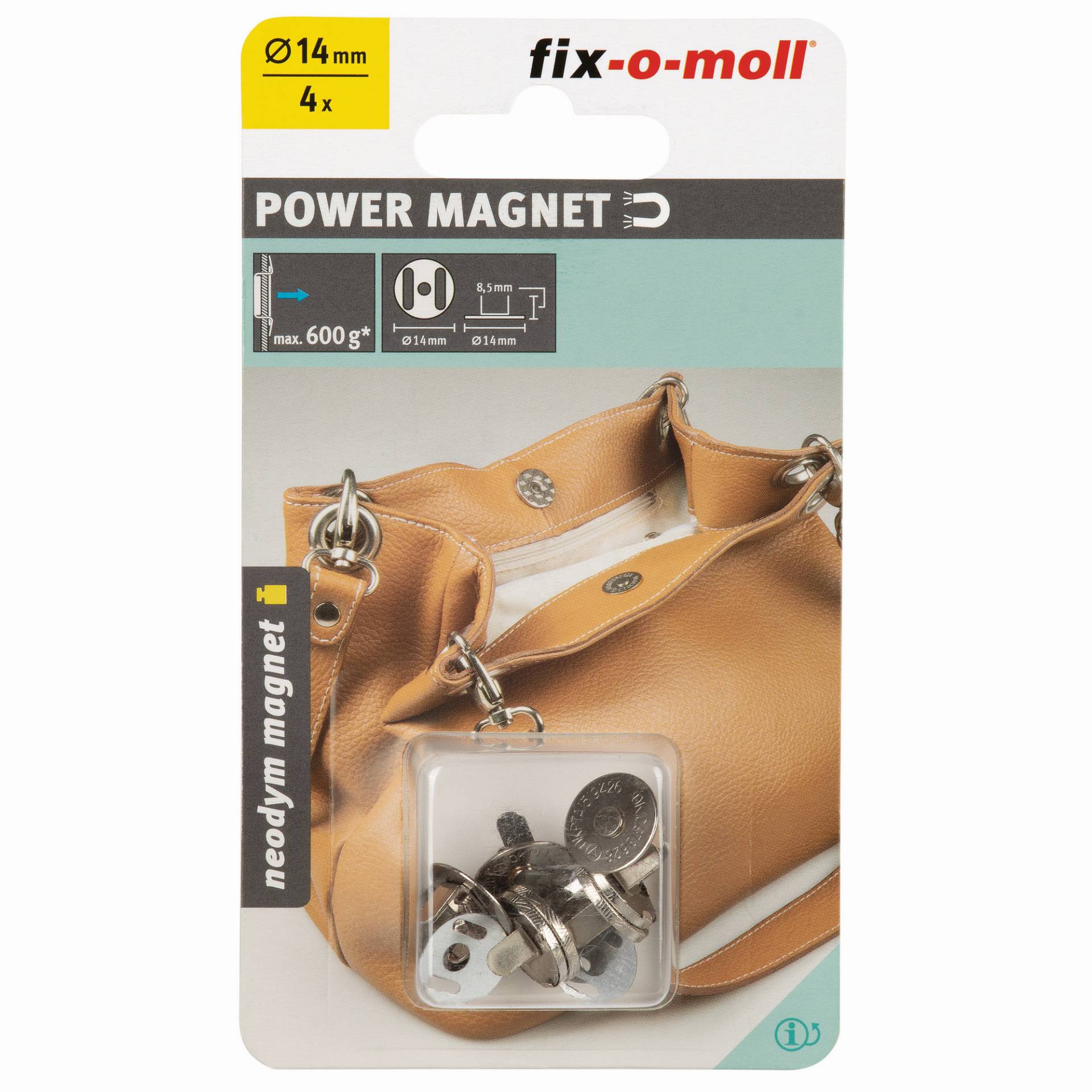 Fix-o-moll Magnetverschluss 'Neodym' silbern Ø 14 mm, 4 Stück Fix-o-moll Magnetverschluss 'Neodym' silbern Ø 14 mm, 4 Stück von Fix-o-moll