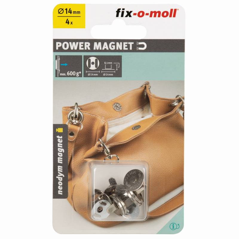 Fix-o-moll Magnetverschluss 'Neodym' silbern Ø 14 mm, 4 Stück von Fix-o-moll