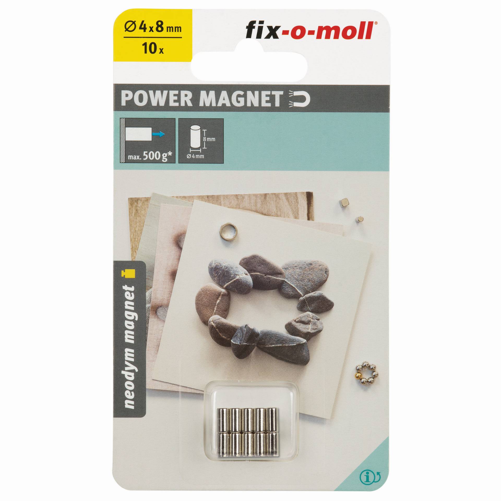 Fix-o-moll Magnetzylinder 'Neodym' silbern Ø 4 x 8 mm, 10 Stück Fix-o-moll Magnetzylinder 'Neodym' silbern Ø 4 x 8 mm, 10 Stück von Fix-o-moll