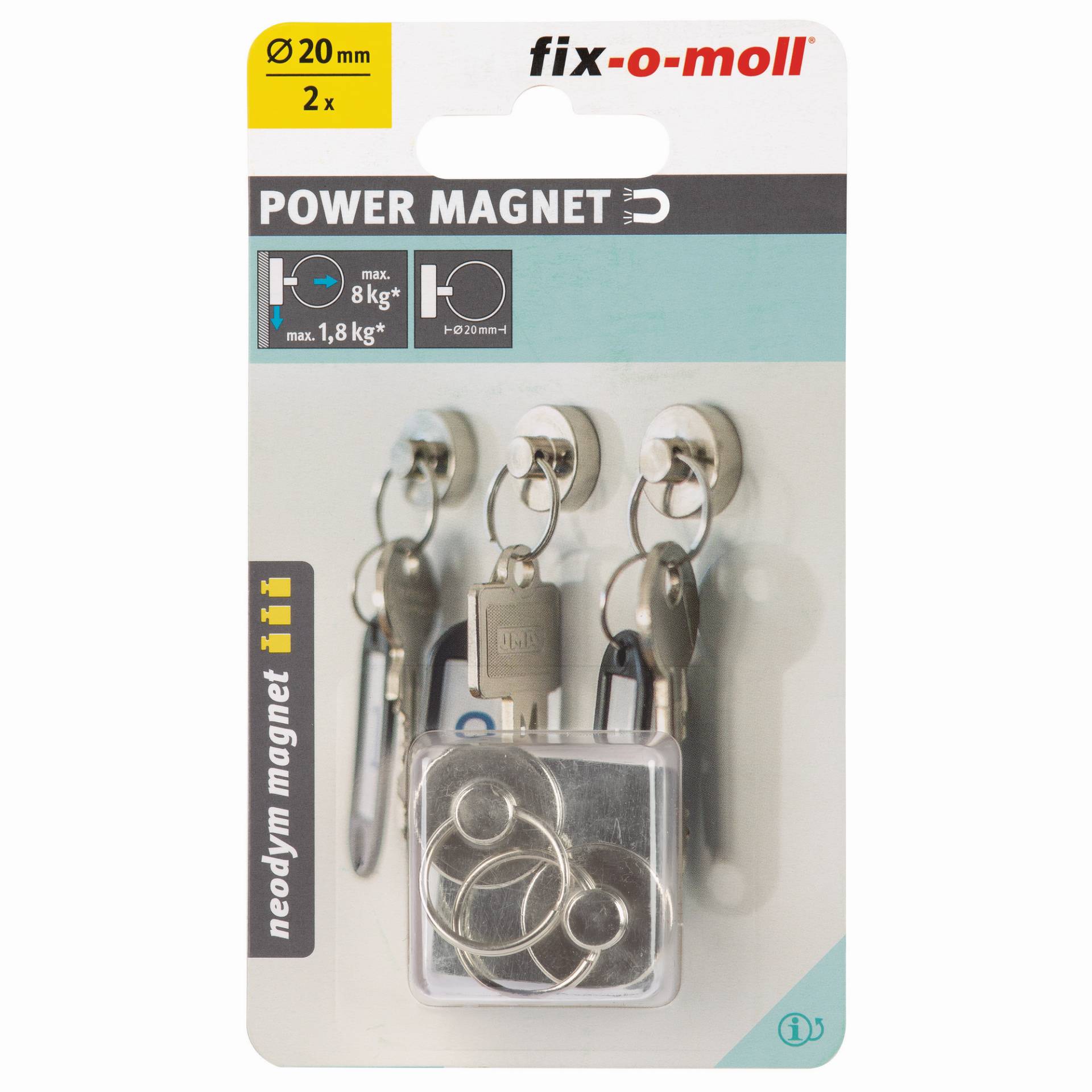 Fix-o-moll Topfmagnet 'Neodym' silbern Schlüsselring Ø 20 mm, 2 Stück Fix-o-moll Topfmagnet 'Neodym' silbern Schlüsselring Ø 20 mm, 2 Stück von Fix-o-moll