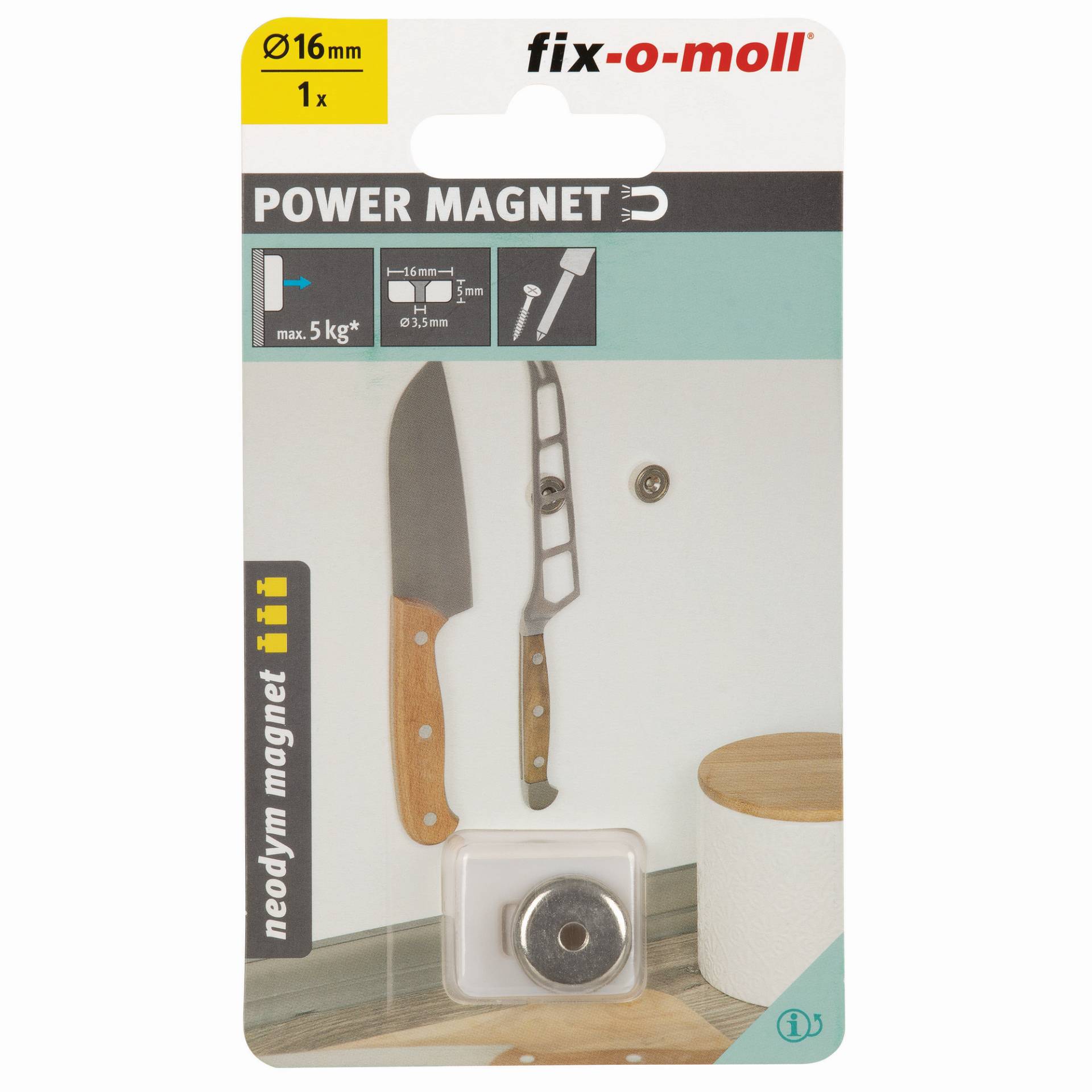 Fix-o-moll Topfmagnet 'Neodym' silbern Senkbohrung Ø 16 x 5 mm Fix-o-moll Topfmagnet 'Neodym' silbern Senkbohrung Ø 16 x 5 mm von Fix-o-moll