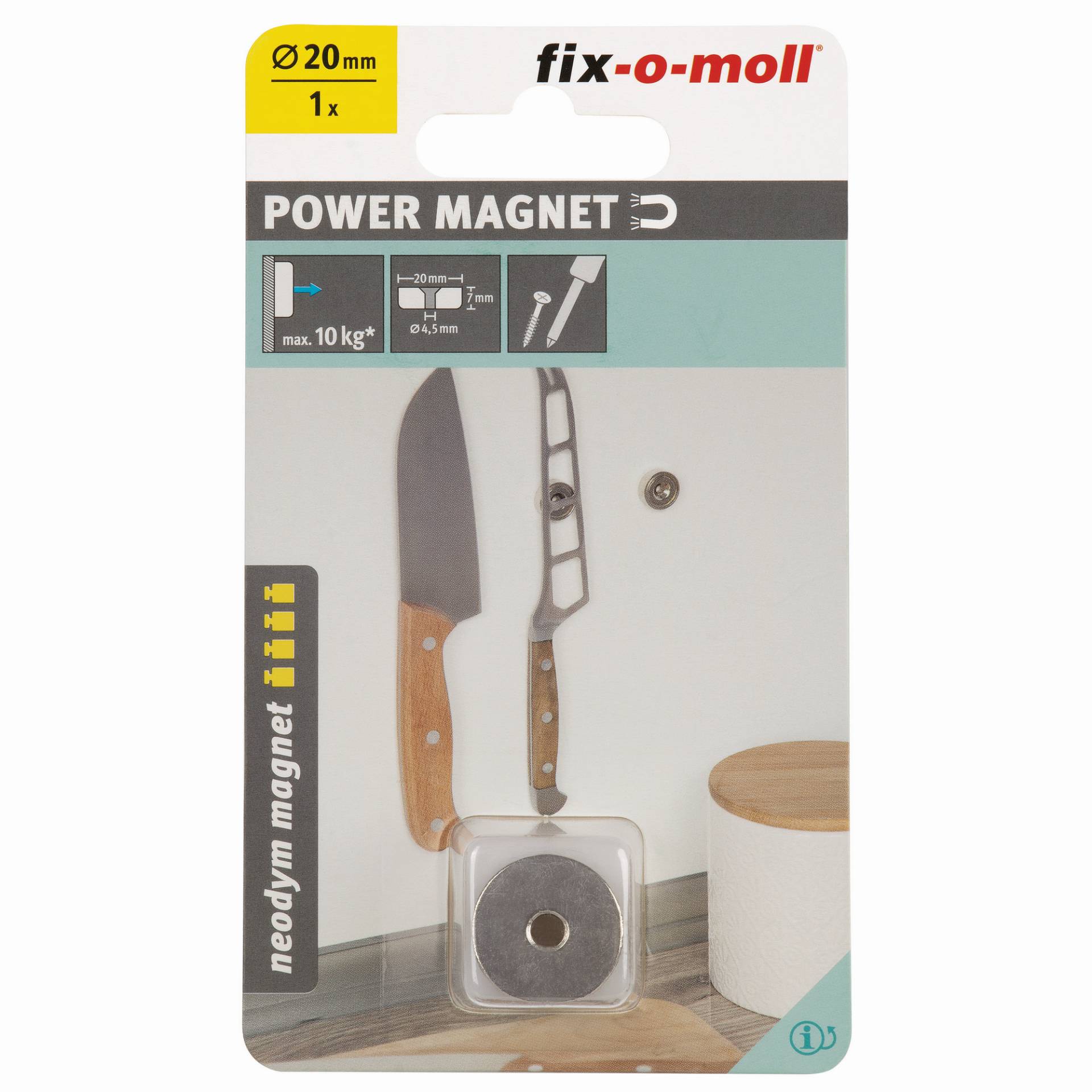 Fix-o-moll Topfmagnet 'Neodym' silbern Senkbohrung Ø 20 x 7 mm Fix-o-moll Topfmagnet 'Neodym' silbern Senkbohrung Ø 20 x 7 mm von Fix-o-moll