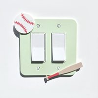 Pastellgrün Baseball Thema Lichtschalter Abdeckung Doppel Rocker Custom Design Ersatz Schalter Abdeckplatte Baby Shower Geschenk von FixItPrints