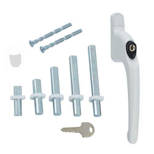 Fixrello 1 x PVC-Fenstergriffe für uPVC-Fenster Weiß – uPVC-Fenstergriff für uPVC-Fenster und Doppelverglasung – espag Fensterverriegelungsfunktion – Mehrspindel und Universalverriegelung & Drehen von FixRello