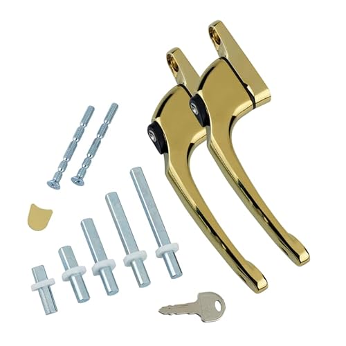 Fixrello Fenstergriffe Gold für uPVC-Fenster - uPVC Fenstergriff für uPVC-Fenster und Doppelverglasung - espag Fensterverriegelungsfunktion - Multi-Spindel und Universal Verriegeln & Drehen von FixRello
