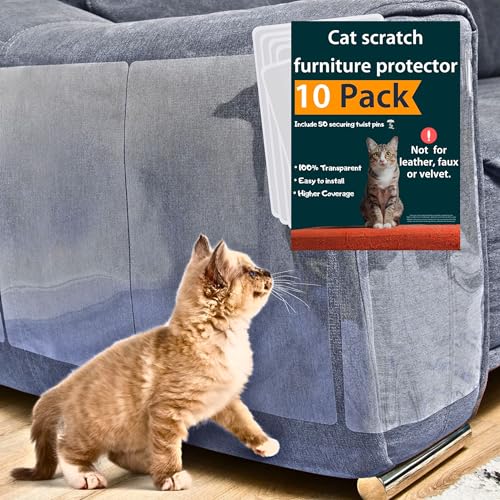 Katzen-Couchschutz, 10 Stück, Anti-Kratz-Möbelschutz, Couchschutz für Katzen, Möbelschutz vor Katzen, Couch Katzenkratzschutz (10 Pack + 50 Twist Pins) von FixZilla