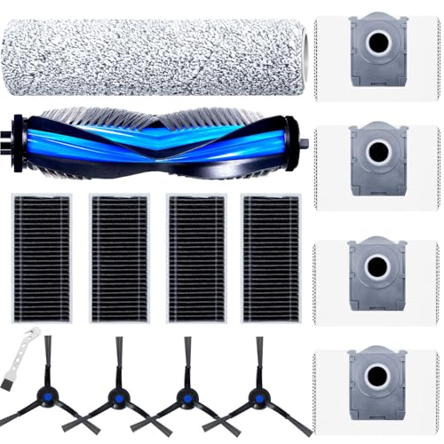 Zubehörset für Ecovacs Deebot X8 PRO OMNI/X8 OMNI/T80 OMNI Roboterstaubsauger Ersatz, 1 Rollenbürste, 1 Flaumroller, 4 Filters, 4 Staubbeutel, 4 Seitenbürsten Ersatzteile für Kehrmaschinen von Fixbetter