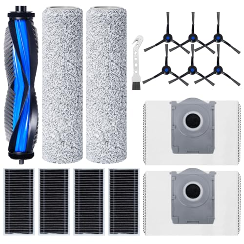 16-teiliges Ersatzteile Zubehörset für ECOVACS DEEBOT X8 PRO Omni/X8 Omni/T80 Omni Saugroboter, 1 Hauptbürste, 4 Filter, 2 Mopp Reinigungswalze, 6 Seitenbürsten, 2 Staubbeutel, 1 Reinigungsbürste von Fixbetter