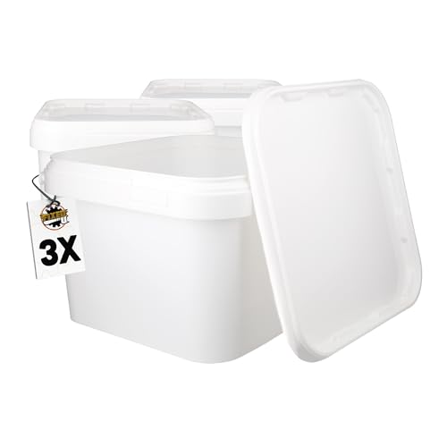 10 Eimer mit Deckel 3l Weiß Eckig | Kunststoff Eimer Lebensmittelecht, luftdicht und stabil | Leer Eimer mit Griff und Deckel für Lebensmittel Chemie Klebstoffe 10 Eimer mit Deckel 3l Weiß Eckig | Kunststoff Eimer Lebensmittelecht, luftdicht und stabil | Leer Eimer mit Griff und Deckel für Lebensmittel Chemie Klebstoffe von FixedByU