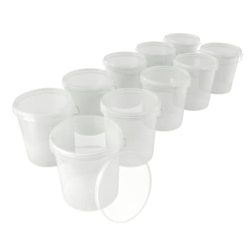 10x Eimer mit Deckel 16 Liter Transparent - lebensmittelecht luftdicht und stabil, Leer Eimer mit Griff und Verschluss Deckel für Lebensmittel Chemie Wand Farbe Waschpulver Klebstoffe geeignet von FixedByU