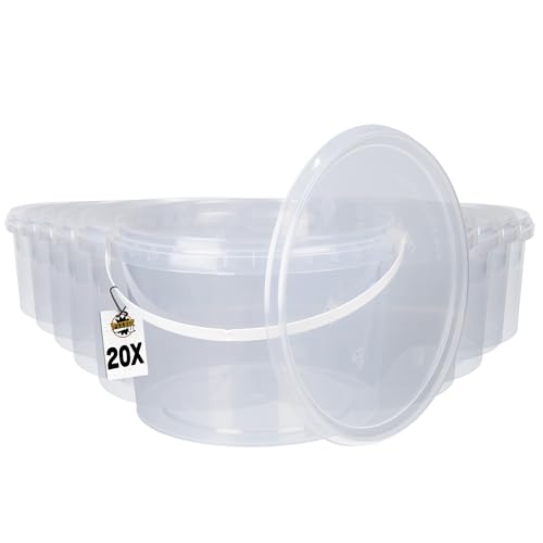 20 Eimer mit Deckel 2l Transparent rund | Kunststoff Eimer | Lebensmittelecht Eimer | luftdicht und stabil | Leer Eimer mit Griff und Deckel für Lebensmittel | Chemie | Tierfutter geeignet 20 Eimer mit Deckel 2l Transparent rund | Kunststoff Eimer | Lebensmittelecht Eimer | luftdicht und stabil | Leer Eimer mit Griff und Deckel für Lebensmittel | Chemie | Tierfutter geeignet von FixedByU