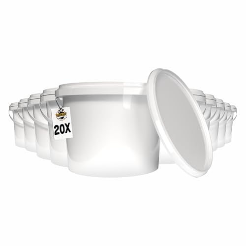 20 Eimer mit Deckel 2l Weiß rund | Kunststoff Eimer Lebensmittelecht Feinkost Eimer | luftdicht und stabil | Leer Eimer mit Griff und Deckel für Lebensmittel Waschpulver Tierfutter geeignet 20 Eimer mit Deckel 2l Weiß rund | Kunststoff Eimer Lebensmittelecht Feinkost Eimer | luftdicht und stabil | Leer Eimer mit Griff und Deckel für Lebensmittel Waschpulver Tierfutter geeignet von FixedByU