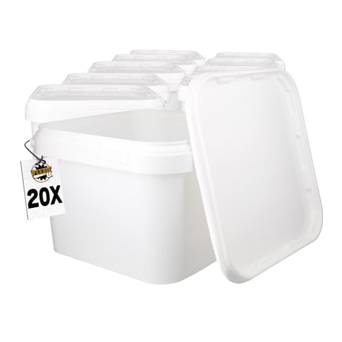 20 Eimer mit Deckel 3l Weiß Eckig | Kunststoff Eimer Lebensmittelecht, luftdicht und stabil | Leer Eimer mit Griff und Deckel für Lebensmittel Chemie Klebstoffe 20 Eimer mit Deckel 3l Weiß Eckig | Kunststoff Eimer Lebensmittelecht, luftdicht und stabil | Leer Eimer mit Griff und Deckel für Lebensmittel Chemie Klebstoffe von FixedByU