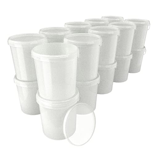 20x Eimer mit Deckel 16 Liter Natur - lebensmittelecht luftdicht und stabil, Leer Eimer mit Griff und Verschluss Deckel für Lebensmittel Chemie Wand Farbe Waschpulver Klebstoffe geeignet von FixedByU