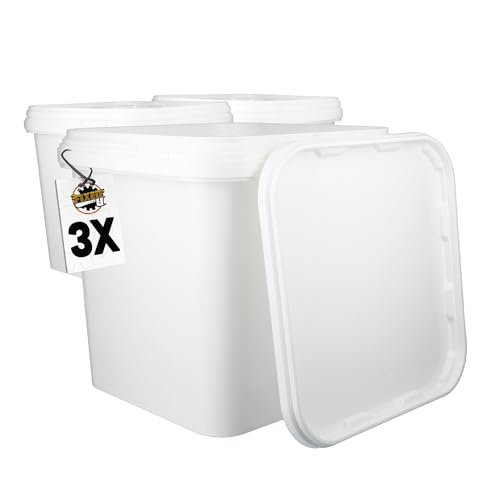 3 Eimer mit Deckel 5l Weiß Eckig | Kunststoff Eimer Lebensmittelecht, luftdicht und stabil | Leer Eimer mit Griff und Deckel für Lebensmittel Chemie Klebstoffe 3 Eimer mit Deckel 5l Weiß Eckig | Kunststoff Eimer Lebensmittelecht, luftdicht und stabil | Leer Eimer mit Griff und Deckel für Lebensmittel Chemie Klebstoffe von FixedByU