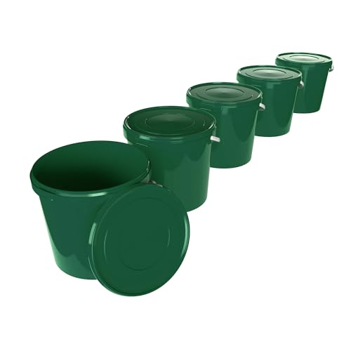 5 Eimer mit Deckel 10l Grün Rund | Kunststoff Eimer Lebensmittelecht, luftdicht und stabil | Leer Eimer mit Griff und Deckel für Lebensmittel Chemie Waschpulver Klebstoffe geeignet 5 Eimer mit Deckel 10l Grün Rund | Kunststoff Eimer Lebensmittelecht, luftdicht und stabil | Leer Eimer mit Griff und Deckel für Lebensmittel Chemie Waschpulver Klebstoffe geeignet von FixedByU