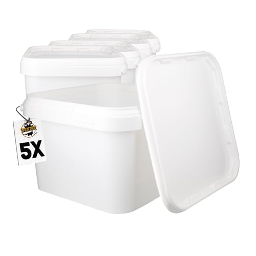 5 Eimer mit Deckel 3l Weiß Eckig | Kunststoff Eimer Lebensmittelecht, luftdicht und stabil | Leer Eimer mit Griff und Deckel für Lebensmittel Chemie Klebstoffe 5 Eimer mit Deckel 3l Weiß Eckig | Kunststoff Eimer Lebensmittelecht, luftdicht und stabil | Leer Eimer mit Griff und Deckel für Lebensmittel Chemie Klebstoffe von FixedByU