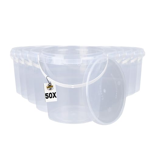 FixedByU 50 Eimer mit Deckel 1l Transparent rund | Kunststoff Eimer | Lebensmittelecht Eimer | luftdicht und stabil | Leer Eimer mit Griff und Deckel für Lebensmittel | Chemie | Tierfutter geeignet FixedByU 50 Eimer mit Deckel 1l Transparent rund | Kunststoff Eimer | Lebensmittelecht Eimer | luftdicht und stabil | Leer Eimer mit Griff und Deckel für Lebensmittel | Chemie | Tierfutter geeignet von FixedByU