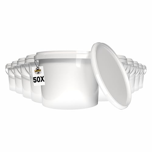 50 Eimer mit Deckel 2l Weiß rund | Kunststoff Eimer Lebensmittelecht Feinkost Eimer | luftdicht und stabil | Leer Eimer mit Griff und Deckel für Lebensmittel Waschpulver Tierfutter geeignet 50 Eimer mit Deckel 2l Weiß rund | Kunststoff Eimer Lebensmittelecht Feinkost Eimer | luftdicht und stabil | Leer Eimer mit Griff und Deckel für Lebensmittel Waschpulver Tierfutter geeignet von FixedByU