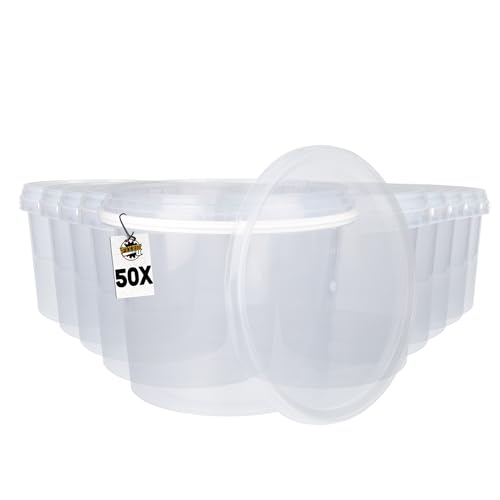 FixedByU 50 Eimer mit Deckel 4l Transparent rund | Kunststoff Eimer | Lebensmittelecht Eimer | luftdicht und stabil | Leer Eimer mit Griff und Deckel für Lebensmittel | Chemie | Tierfutter geeignet von FixedByU