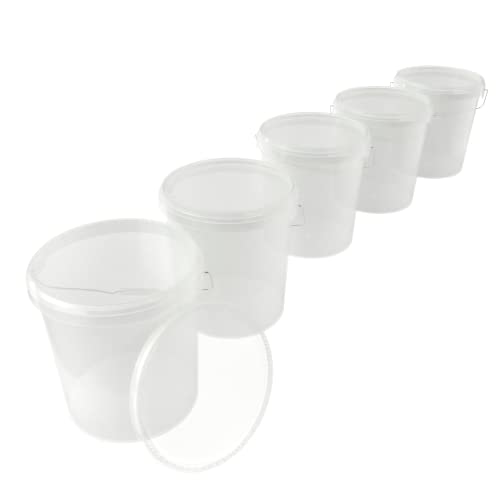 5X Eimer mit Deckel 16 Liter Transparent - lebensmittelecht luftdicht und stabil, Leer Eimer mit Griff und Verschluss Deckel für Lebensmittel Chemie Wand Farbe Waschpulver Klebstoffe geeignet 5X Eimer mit Deckel 16 Liter Transparent - lebensmittelecht luftdicht und stabil, Leer Eimer mit Griff und Verschluss Deckel für Lebensmittel Chemie Wand Farbe Waschpulver Klebstoffe geeignet von FixedByU