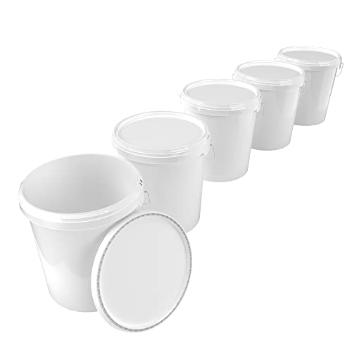 5x Eimer mit Deckel 16 Liter weiß - lebensmittelecht luftdicht und stabil, Leer Eimer mit Griff und Verschluss Deckel aus PP Material für Lebensmittel Chemie Farbe Waschpulver Klebstoffe geeignet 5x Eimer mit Deckel 16 Liter weiß - lebensmittelecht luftdicht und stabil, Leer Eimer mit Griff und Verschluss Deckel aus PP Material für Lebensmittel Chemie Farbe Waschpulver Klebstoffe geeignet von FixedByU