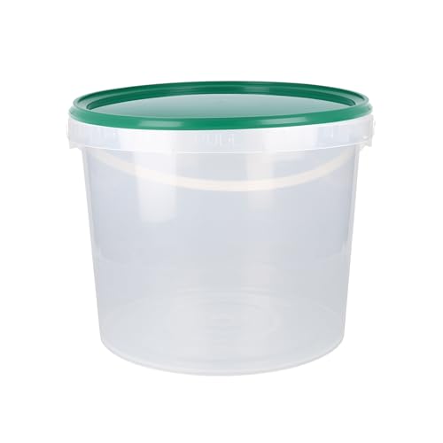 Eimer mit Deckel 5l Rund | Kunststoff Eimer Lebensmittelecht, luftdicht und stabil | Leer Eimer mit Griff und Deckel für Lebensmittel Chemie KlebstoffeTierfutter geeignet Eimer transparent grün von FixedByU