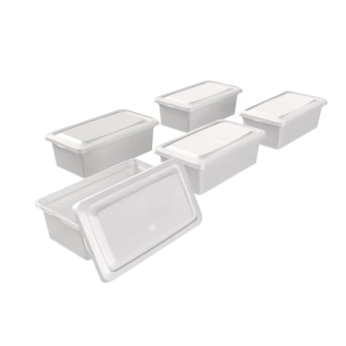 FixedByU 5x Aufbewahrungsbox 5l mit Deckel | stapelbare Ordnungsboxen zur Aufbewahrung 5 Liter | durchsichtige Kunststoffboxen | luftdicht & stabil von FixedByU