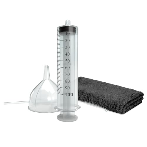 Rasenmäher Ölwechsel Set mit Öltrichter Ölabsaugspritze 100ml Tuch 40x40 cm | Öltrichter-Set mit Öl Spritze für Maschinen mit Verbrennungsmotor z. B. Rasenmäher Vertikutierer Kettensäge Rasenmäher Ölwechsel Set mit Öltrichter Ölabsaugspritze 100ml Tuch 40x40 cm | Öltrichter-Set mit Öl Spritze für Maschinen mit Verbrennungsmotor z. B. Rasenmäher Vertikutierer Kettensäge von FixedByU