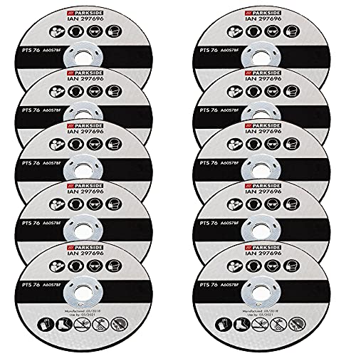 Parkside Schleifscheiben-Set 10x Trennschreibe für Winkelschleifer PWSA 12 B1, Metall, Stein, Holz, Kunststoff, Fliesen, Nicht-Metalle (NE-Metalle), Aluminiumoxid, Grau von FixedByU