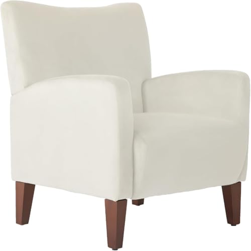 Fiximaster Sessel Wohnzimmer in Weiß, Bequemer Loungesessel mit Armlehnen, Relaxsessel mit dickem Polster und Massivholzbeinen, Lesesessel für Wohnzimmer und Schlafzimmer von Fiximaster