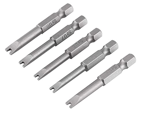 5 Stück U Typ Form Schraubendreher, Fixinus 1/4 Zoll Sechskantschaft S2 Legiertem Stahl Schraubendreher U-Förmiger Magnatischer Schraubendrehersatz 50 mm Länge von Fixinus