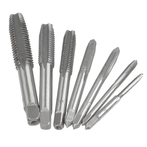 7 Stück Gewindebohrer Set, Fixinus HSS Gewindeschneidwerkzeug Set M3 M4 M5 M6 M8 M10 M12 Handgewindebohrer Satz von Fixinus