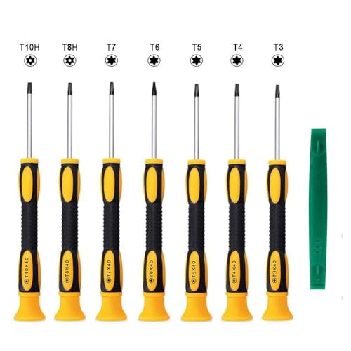 8 Stück Torx Schraubendreher Set, Fixinus T3 T4 T5 T6 T7 T8 T10 Präzisions Magnetische Torx-Schraubendreher mit Hebelwerkzeug Kompatibel mit PS5 PS4 PS3 Xbox One Xbox 360 MacBook PC von Fixinus